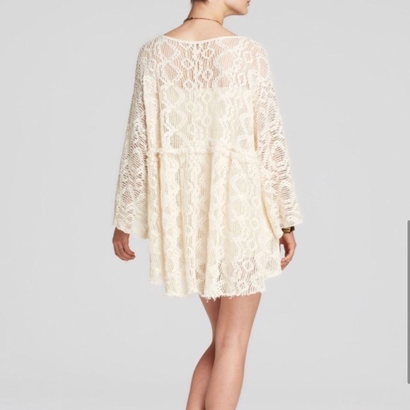 Free People Anthropologie Ripper and Torn Babydoll Tunic Cream Dress, Size XS/S - Picture 2 of 11